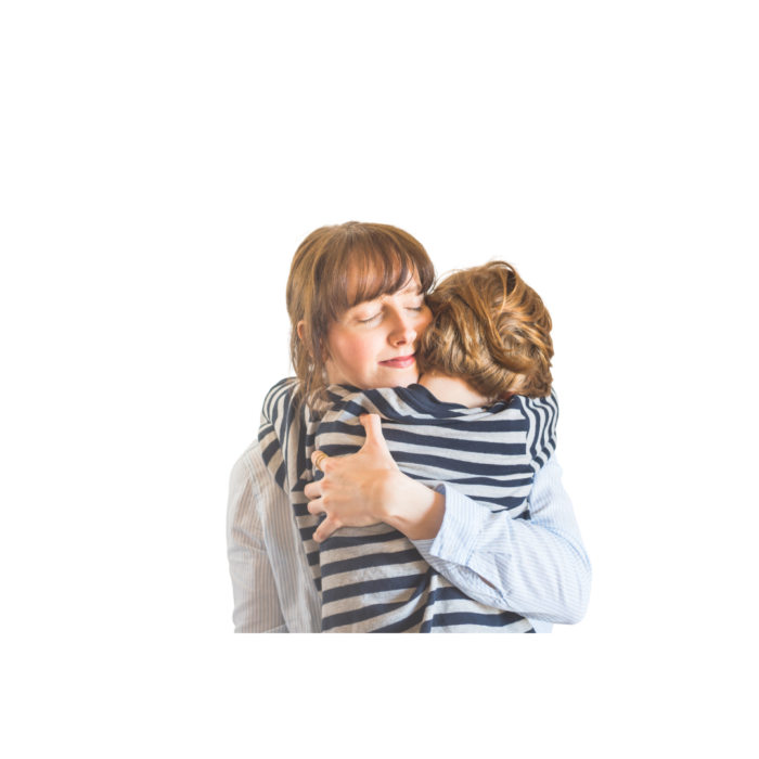 Woman hugging child
